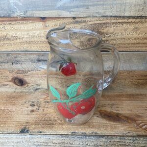 Vintage Anchor Hocking Apple 1 Quart Glass Juice Pitcher W/ Ice Lip 8” RARE, HTF